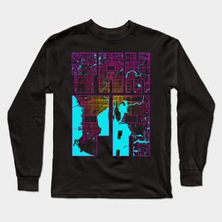 Tampa, USA City Map Typography - Neon Long Sleeve T-Shirt